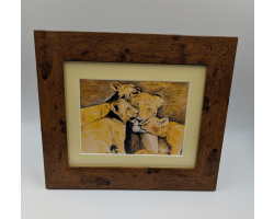 A brush with Africa Lioness & Cubs Framed