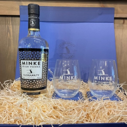 MINKE VODKA AND 2 GLASSES HAMPER BOX