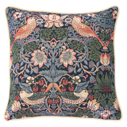 Blue Strawberry Thief Tapestry Cushion Cover
