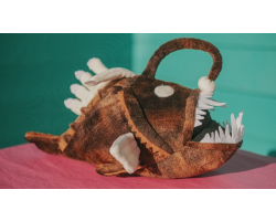 Brown Angler Fish Soft toy with glow in the dark lure