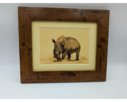 A brush with Africa Rhinoceros Sepia Background Framed