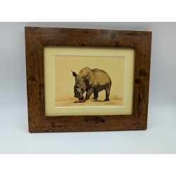 A brush with Africa Rhinoceros Sepia Background Framed