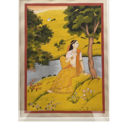 Radha waiting for Krishna Indian miniature by Sue Mansfield