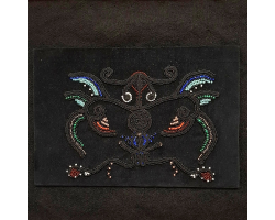 Bird and a snake, traditional embroidery for xhubleta by Vildana Killian