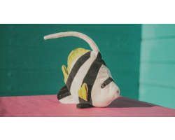White, yellow, and black angel fish soft toy