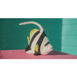 White, yellow, and black angel fish soft toy