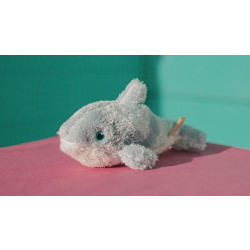 Mini blue plush dolphin with grey underside