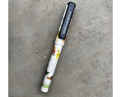 beige pen displaying the dublin zoo logo and art images of different animals.