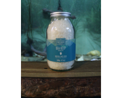 Sea kelp scented bath salts in glass jar
