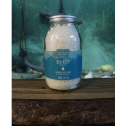Sea kelp scented bath salts in glass jar