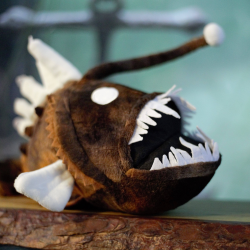 Brown Angler Fish Soft toy with glow in the dark lure