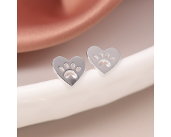 Heart Paw Print Stud
