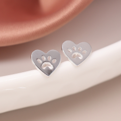 Heart Paw Print Stud