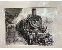 Original charcoal study of 41291 leaving Templecombe