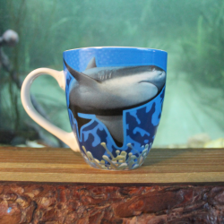 Ceramic mug with shark design