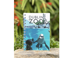 spiral b00ound notebook with a image of a sealion and a child on the front.