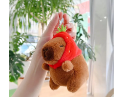 Capybara Plush keychain with Strawberry Hat