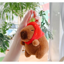 Capybara Plush keychain with Strawberry Hat