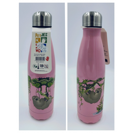 Petjes Warm/Cold Bottle Sloth Pink 500ml