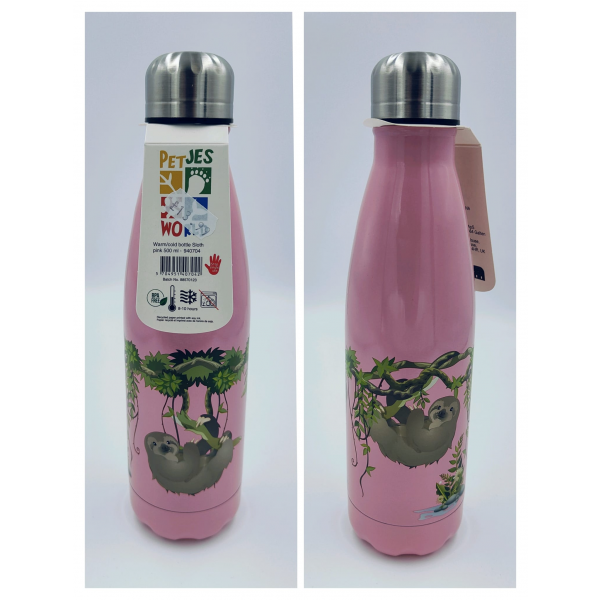 Petjes Warm/Cold Bottle Sloth Pink 500ml