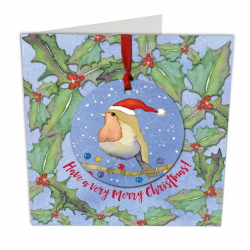 Santa Robin Bauble card