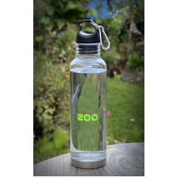 Water bottle with dublin zoo logo and back lid with carabiner