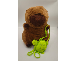 Capybara Plush wearing turtle backpack