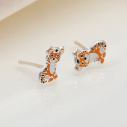 Enamel Tiger Earrings
