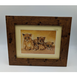 A brush with Africa Lion Cub Pack Framed