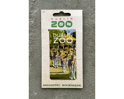 a rectangle magnetic bookmark displaying an art image of giraffes.