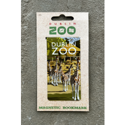 a rectangle magnetic bookmark displaying an art image of giraffes.