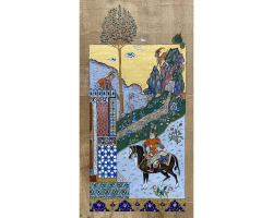 Persian Miniature (Zal beneath Rudaba’s balcony) by Summer Alireza