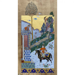 Persian Miniature (Zal beneath Rudaba’s balcony) by Summer Alireza