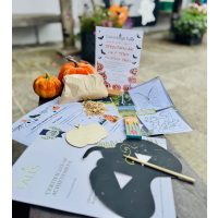 Children's Pumpkin Trail Activity Bag: Halloween trail, scratch art, duck food, pencils, certificate,  little prize