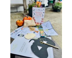 Children's Pumpkin Trail Activity Bag: Halloween trail, scratch art, duck food, pencils, certificate,  little prize