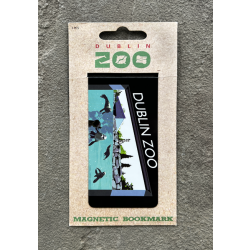 a rectangle magnetic bookmark displaying a art image of sealions and a child.