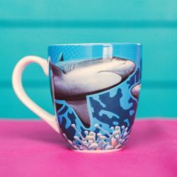 Ceramic mug with shark design