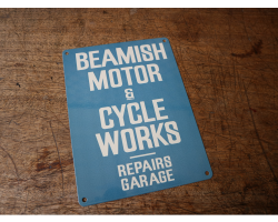 Motor Cycle Works Enamel Sign