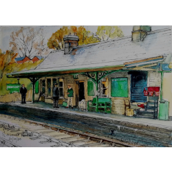 Print from Original water colour of Midsomer Norton Station Down Platform