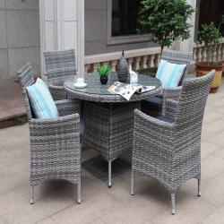 Weave 4 Seat Round Dining Set