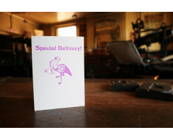 Handprinted Special Delivery A5 card - Pink
