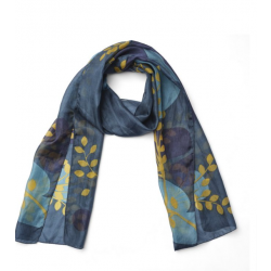 Printed silk scarf - Cleo teal